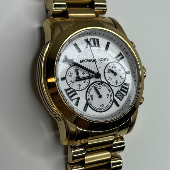 Michael Kors Cooper Gold Tone Stainless Steel Watch White Face Black MK5916 EUC main image 4